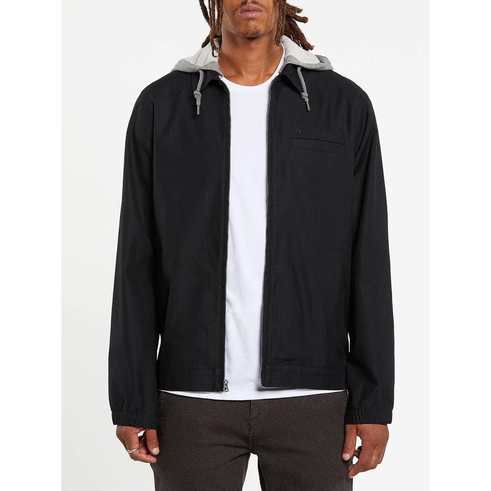 Volcom Black Warren Hooded Twill Full Zip Jacket Men's Size Large